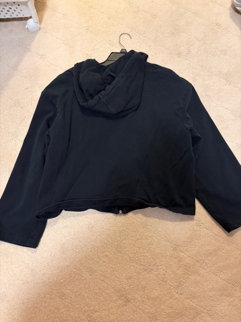 Nike Light-Weight Cotton Black Full-Zip Hooded Sweatshirt Women’s Medium Cropped - Picture 4 of 4